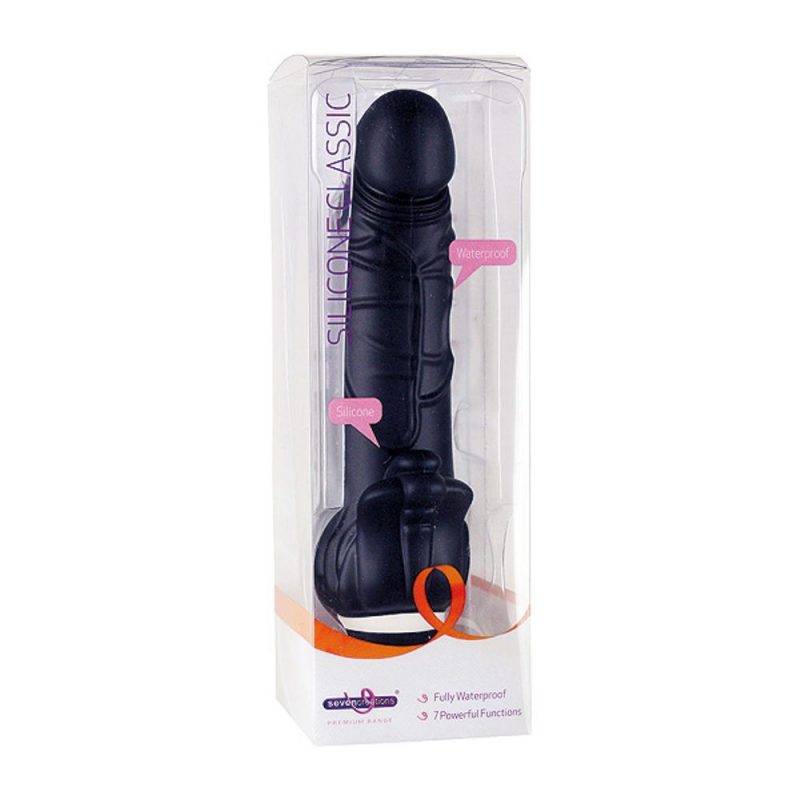 13289 SEVEN CREATIONS SILICONE 100% CLASSIC WITH STIMULATION BLACK CM 17 X 3
