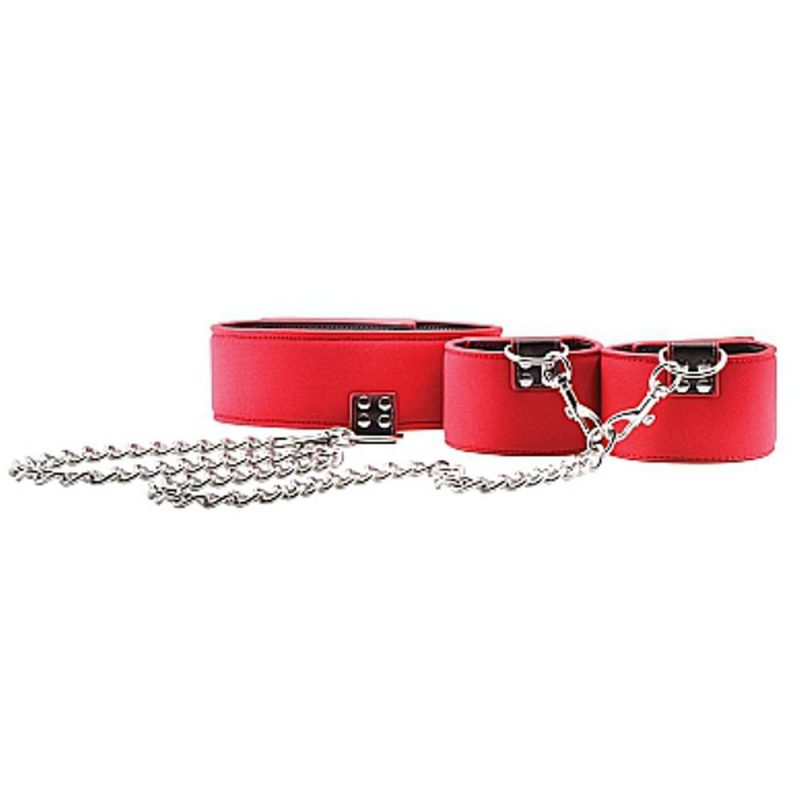 OU187RED OUCH! REVERSIBLE COLLAR AND WRIST CUFFS - RED