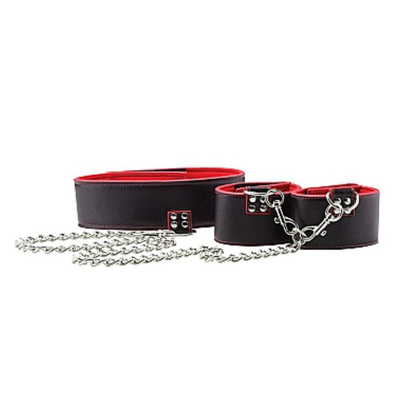 OU187RED OUCH! REVERSIBLE COLLAR AND WRIST CUFFS - RED