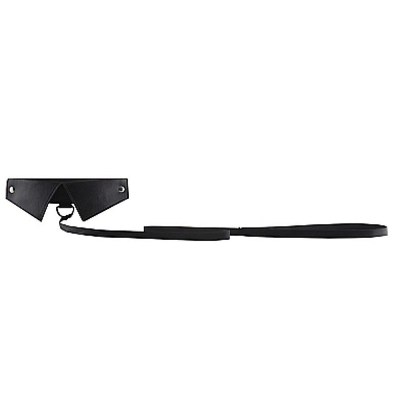 OU144BLK CLASSIC COLLAR WITH LEASH - BLACK