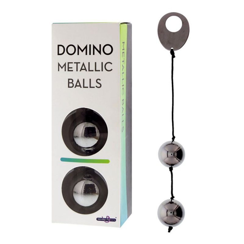 50903 DOMINO METALLIC BALLS -CHROME BLACK PALLINE VAGINALI IN METALLO ARGENTO SCURO
