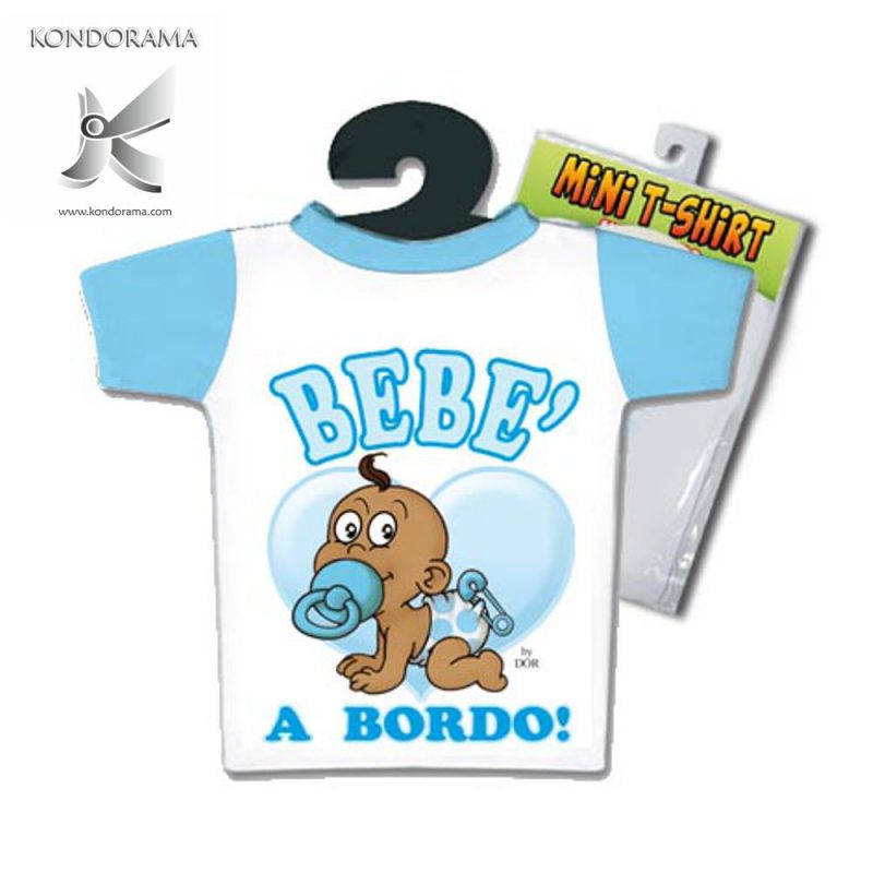 4885-32 MINI T-SHIRT AZZURRA BIMBO BEB&Egrave; A BORDO