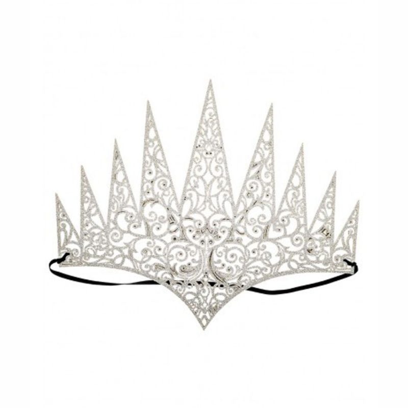 06578-1 CORONA REGINA IN TESSUTO INTAGLIATO ARGENTO C/GLITTER IN BUSTA C/CAV.