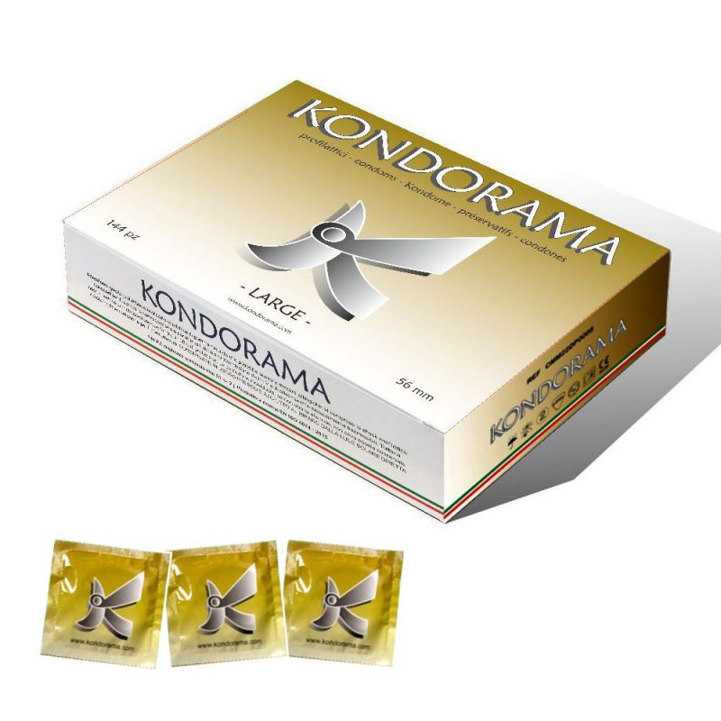 KONDORAMA LARGE PROFILATTICI PRESERVATIVI TRASPARENTI NON AROMATIZZATI 144 PZ DIAMETRO 56 MM
