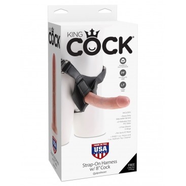 PD562321 KING COCK STRAP-ON HARNESS W/FLESH 8" COCK