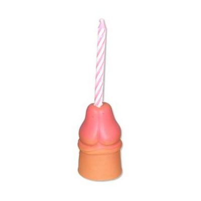 PORTACANDELA PENE PISELLO CON CANDELINA AUGURI DI BUON COMPLEANNO HAPPY BIRTHDAY