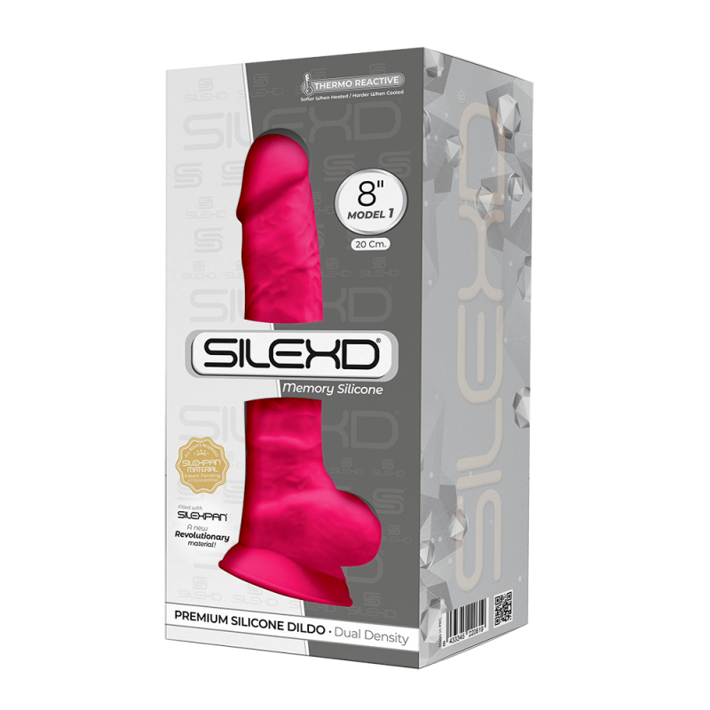 SilexD MODEL 1 - 8" PINK 220819 FALLO REALISTICO PENE ARTIFICIALE IN SILICONE MEMORY TERMOREATTIVO CM 20