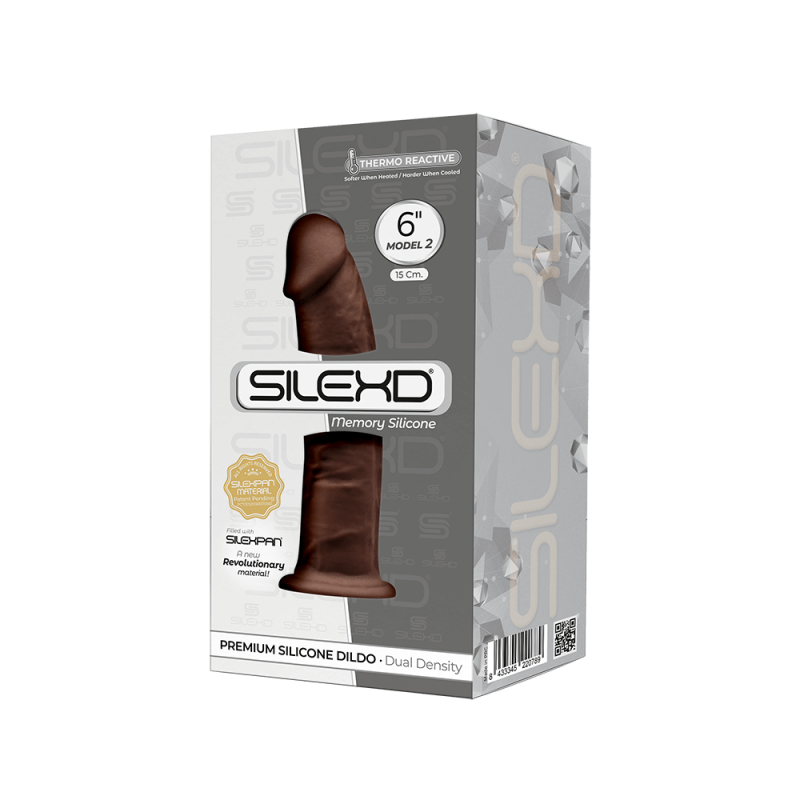 SILEXD MODEL 2 – 6" BROWN 220782 FALLO REALISTICO NON VIBRANTE IN SILICONE TERMO REATTIVO 15 CM