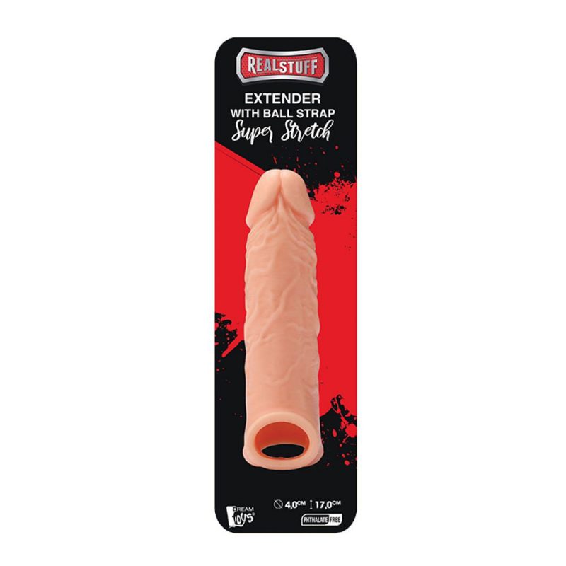 21690 REALSTUFF EXTENDER WITH BALL STRAP 6.5&rdquo; PROLUNGA FALLICA PER IL PENE IN SILICONE COLOR CARNE 16,5 CM