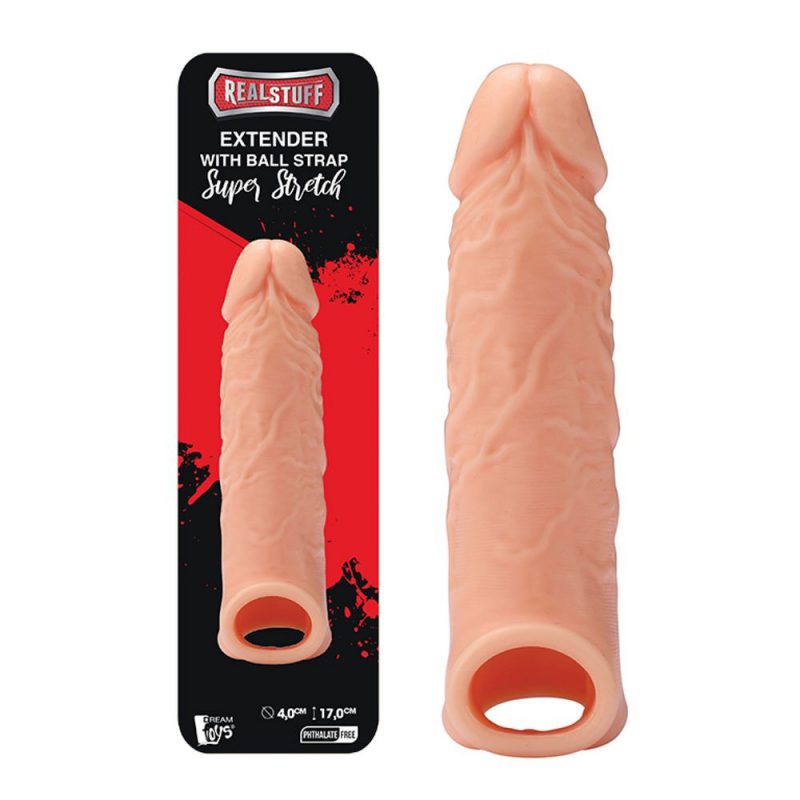 21690 REALSTUFF EXTENDER WITH BALL STRAP 6.5&rdquo; PROLUNGA FALLICA PER IL PENE IN SILICONE COLOR CARNE 16,5 CM