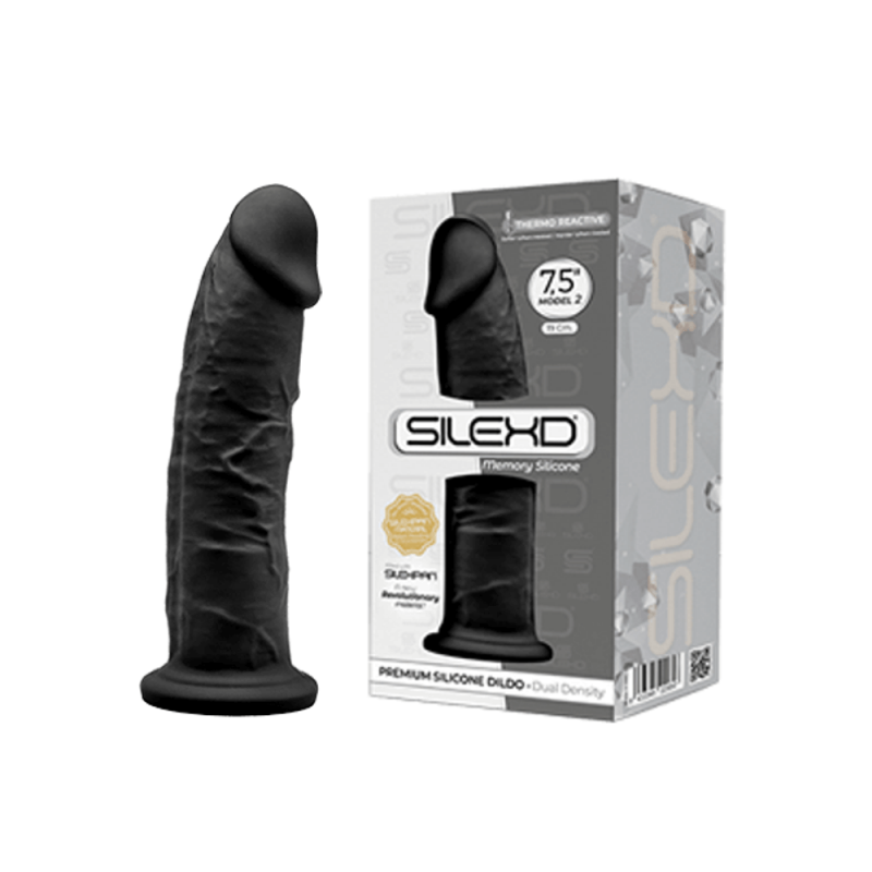 SilexD MODEL 2 - 7,5" BLACK 220697 FALLO REALISTICO PENE ARTIFICIALE IN SILICONE MEMORY TERMOREATTIVO CM 19