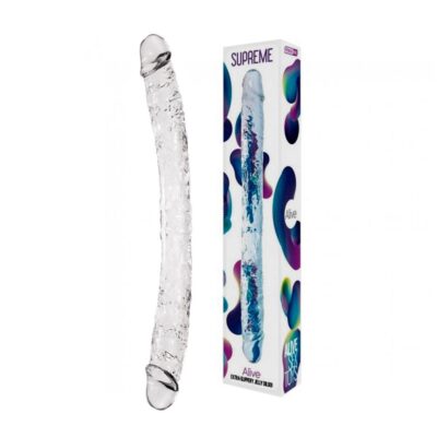 ALIVE SUPREME JELLY DILDO FALLO REALISTICO FLESSIBILE CON DOPPIA TESTA TRASPARENTE 38 X 4 CM