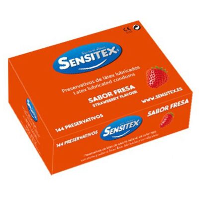 SENSITEX® preservativi rossi gusto fragola 100% vegan 144 pezzi